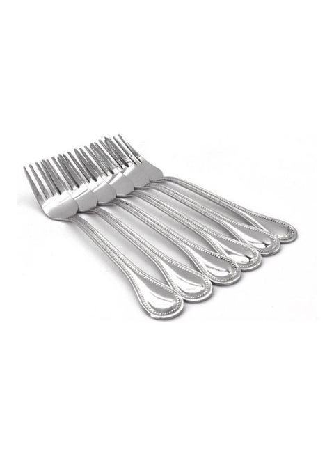 6-Pieces Table Fork Silver 19x3x3cm