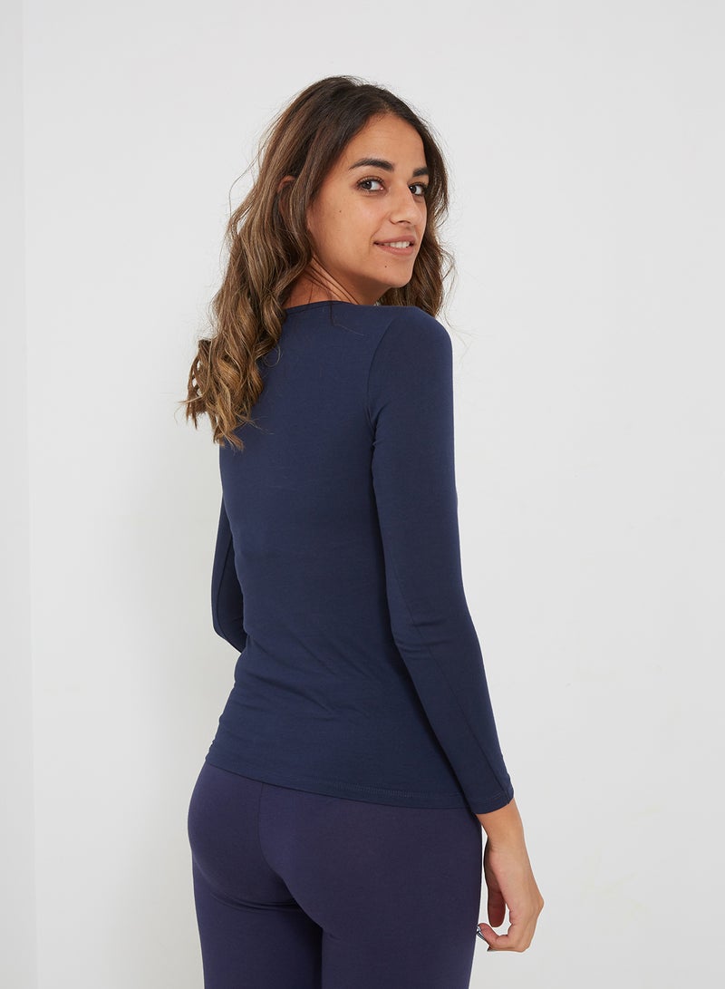 DICE Basic Undershirt Full Sleeve Top Navy - Image 2