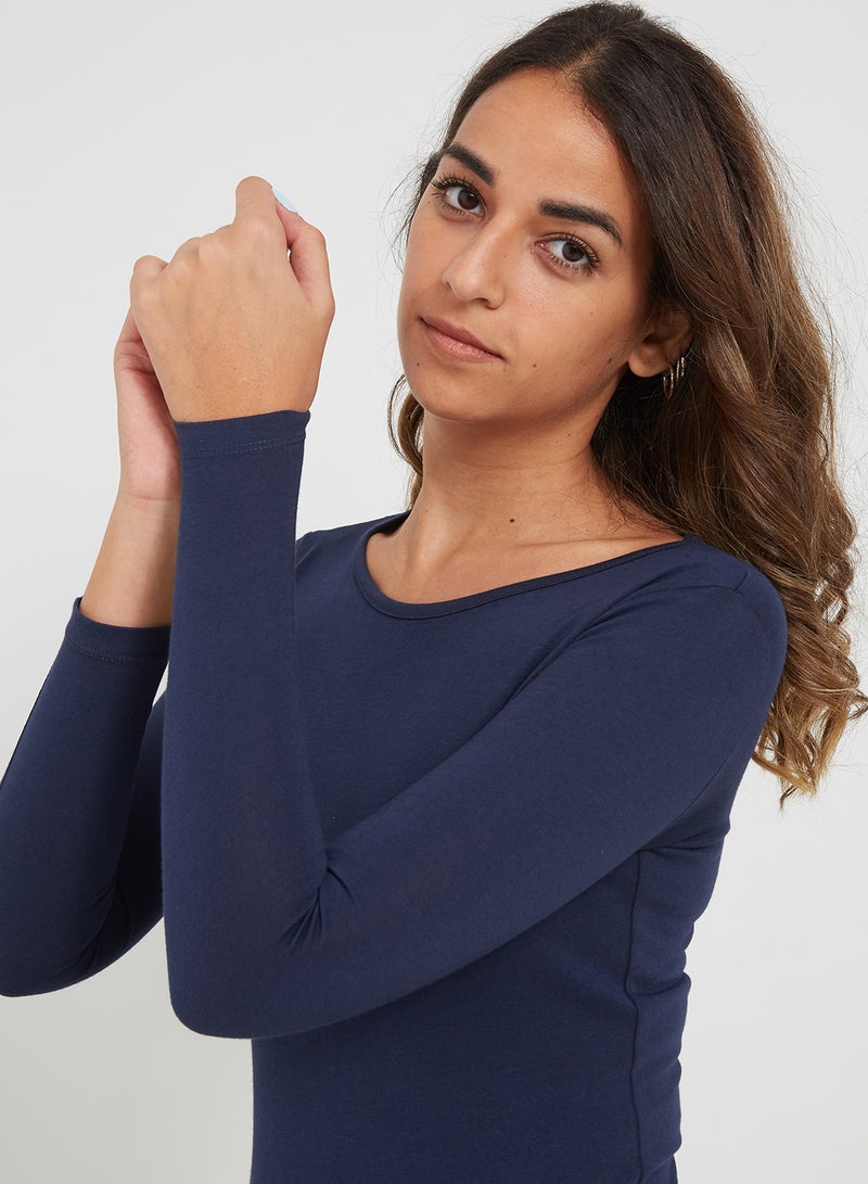 DICE Basic Undershirt Full Sleeve Top Navy - Image 4