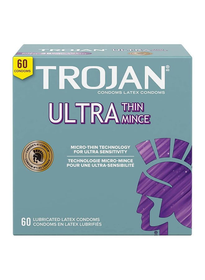 TROJAN Ultra Thin Lubricated Condoms 60 Piece - Image 1