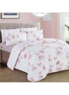 Cottage 6-Piece Spring Comforter Set King Size Microfiber Pink/White 250x230cm 