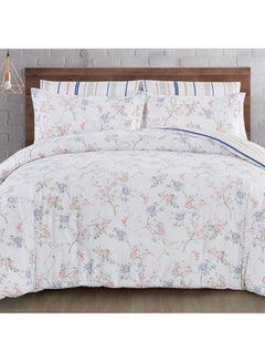 Cottage 6-Piece Comforter Teselia Set King Size Microfiber White/Pink/Blue 250x230cm  - Image 1