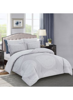 Cottage 6-Piece Classic Comforter Set Microfiber Grey/White 240×200cm 