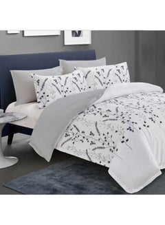Cottage 6-Piece Ivory Comforter Set King Size Microfiber White/Black 250x230cm  - Image 1