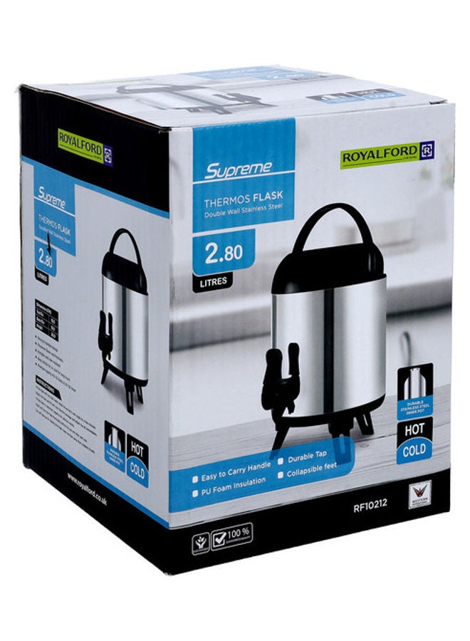Royalford Double Wall Thermos Flask Silver/Black 2.8Liters  - Image 2
