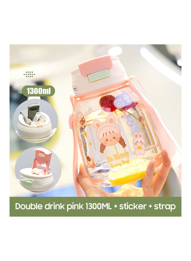 Leakproof Water Bottle With Straw Lid Pink 20x12x12cm - Image 1