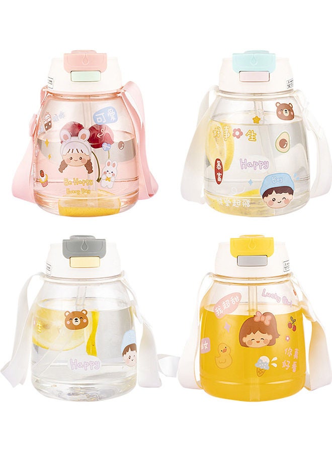 Leakproof Water Bottle With Straw Lid Pink 20x12x12cm - Image 3