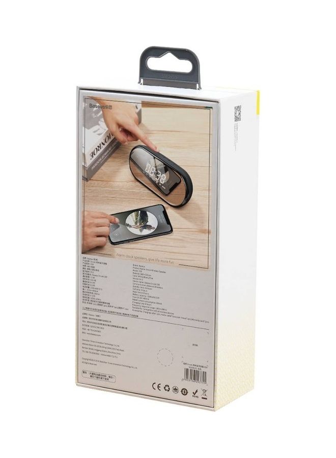 بيسوس مكبر صوت بخاصية البلوتوث بتصميم بيضاوي الشكل مع شاشة عرض رقمية ومزود بمنبه مزدوج ويتيح لك إجراء المكالمات دون استخدام اليدين ويدعم راديو FM وبطاقة TF أسود - Image 2