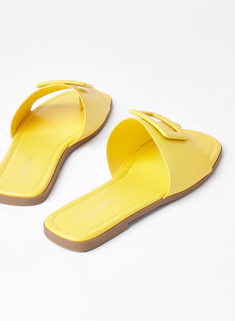 Geoomnii - Comfortable Footbed Trendy Flat Sandals Ogre Yellow - Image 1
