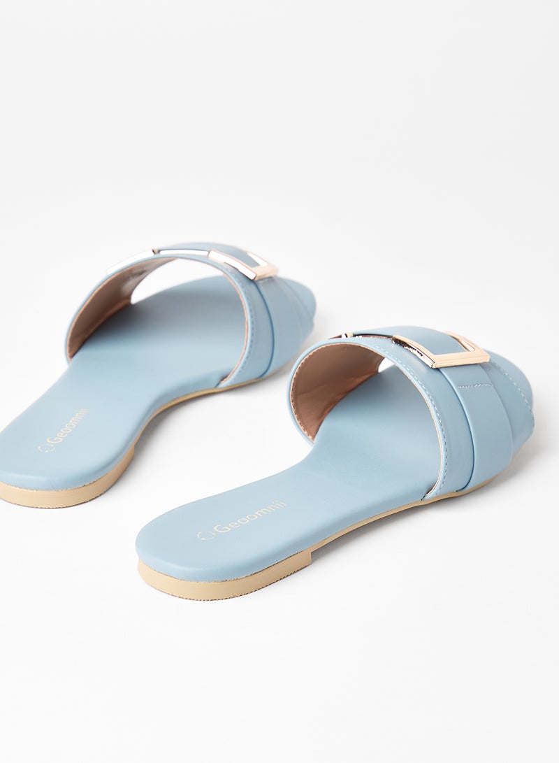 Geoomnii - Comfortable Footbed Trendy Flat Sandals Blue - Image 1