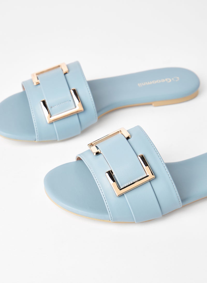 Geoomnii - Comfortable Footbed Trendy Flat Sandals Blue - Image 1