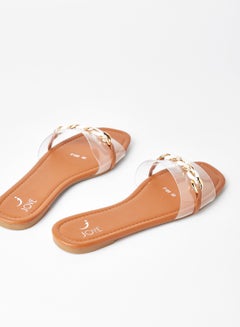 Stylish Party Wear Flat Sandals Clear/Gold - v1634800375/N48025220V_3