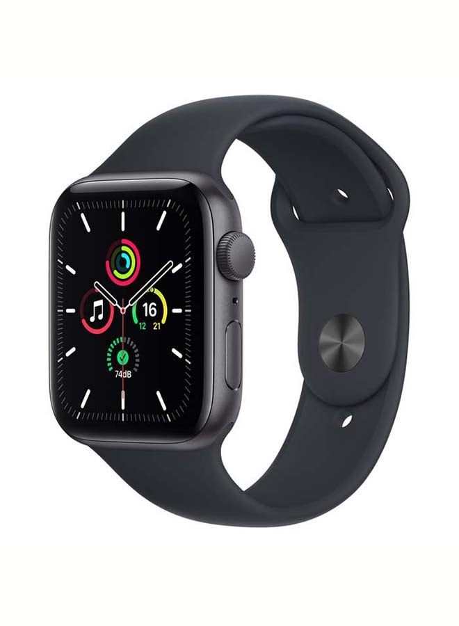 Apple - Watch SE 2021 GPS, 44mm Space Grey Aluminium Case With Midnight Sport Band Space Grey - Image 1