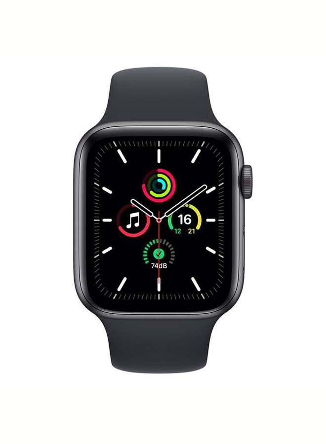 Apple - Watch SE 2021 GPS, 44mm Space Grey Aluminium Case With Midnight Sport Band Space Grey - Image 1