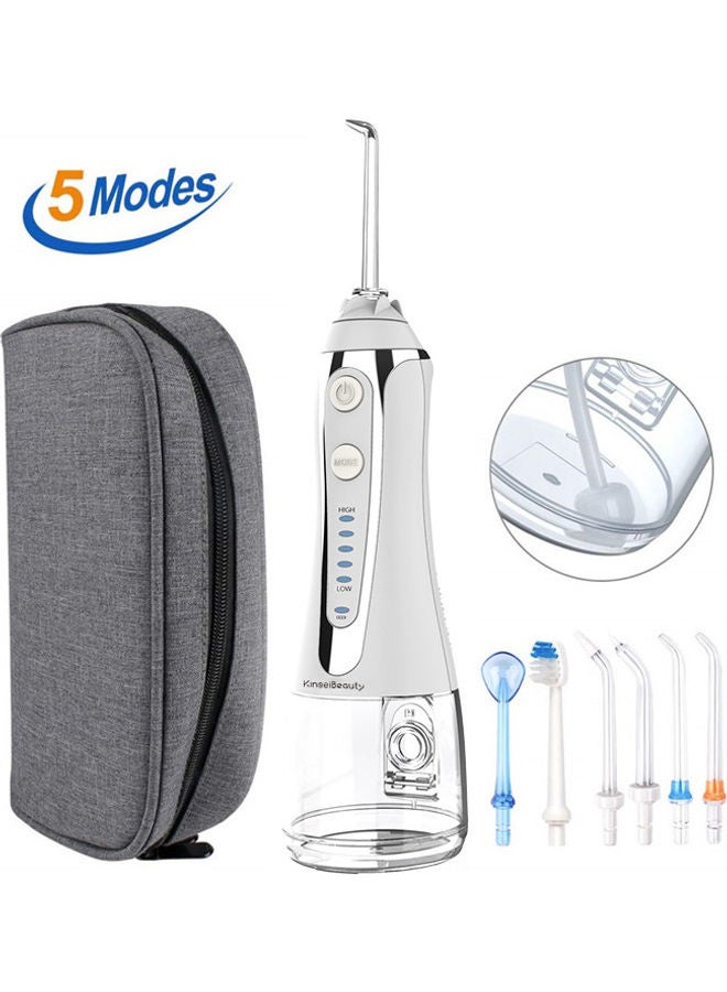 KinseiBeauty Portable Dental Water Flosser IPX7 Waterproof Cordless Water Dental Flosser White 300ml  - Image 1