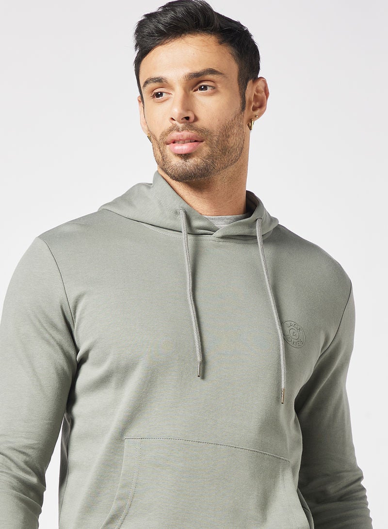 JACK & JONES Logo Pocket Detail Hoodie Sedona Sage  - Image 4