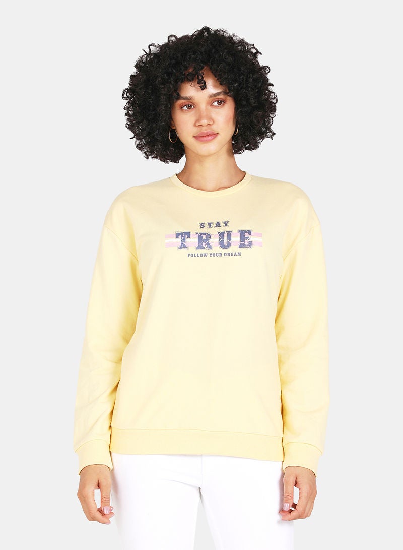 DRIP - Crew Neck Graphic Printed Sweatshirt Mellow Yellow - Image 1