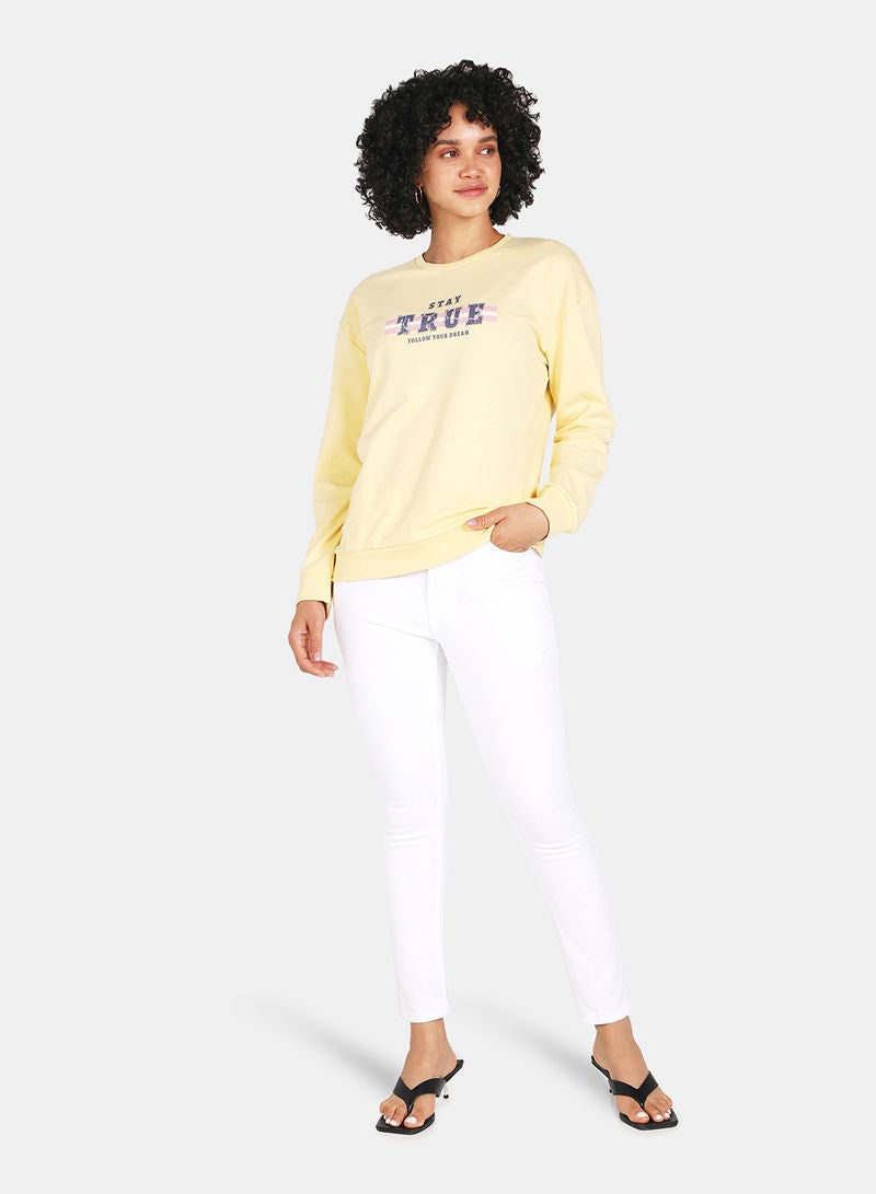DRIP - Crew Neck Graphic Printed Sweatshirt Mellow Yellow - Image 1