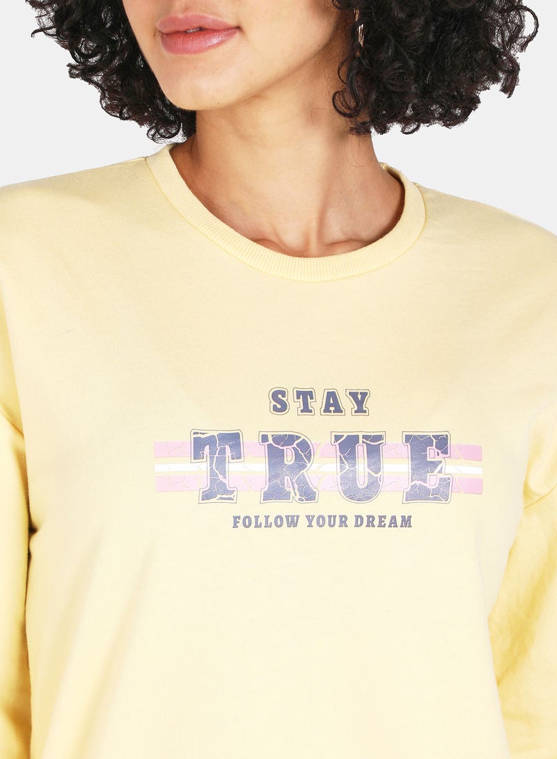 DRIP - Crew Neck Graphic Printed Sweatshirt Mellow Yellow - Image 1