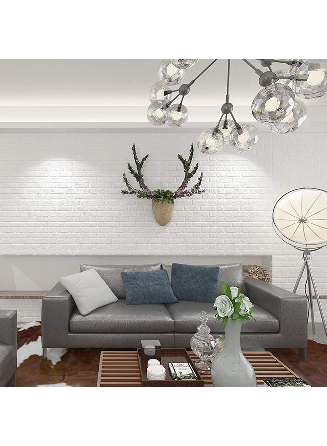 LINGWEI 5-Piece Self-Adhesive PE Foam 3D Brick Pattern Wallpaper White 77x70x2cm  - Image 4