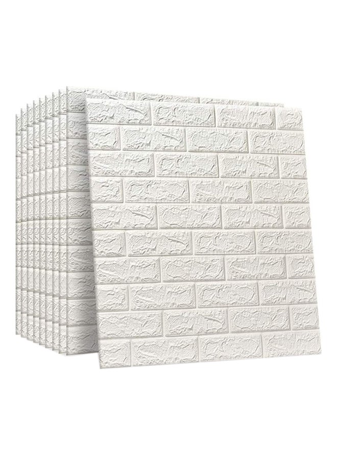 10-Piece Self-Adhesive PE Foam 3D Brick Pattern Wallpaper White 77x70x2cm