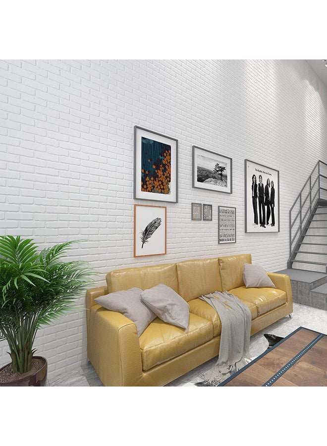 LINGWEI 20-Piece Self-Adhesive PE Foam 3D Brick Pattern Wallpaper White 77x70x2cm  - Image 3