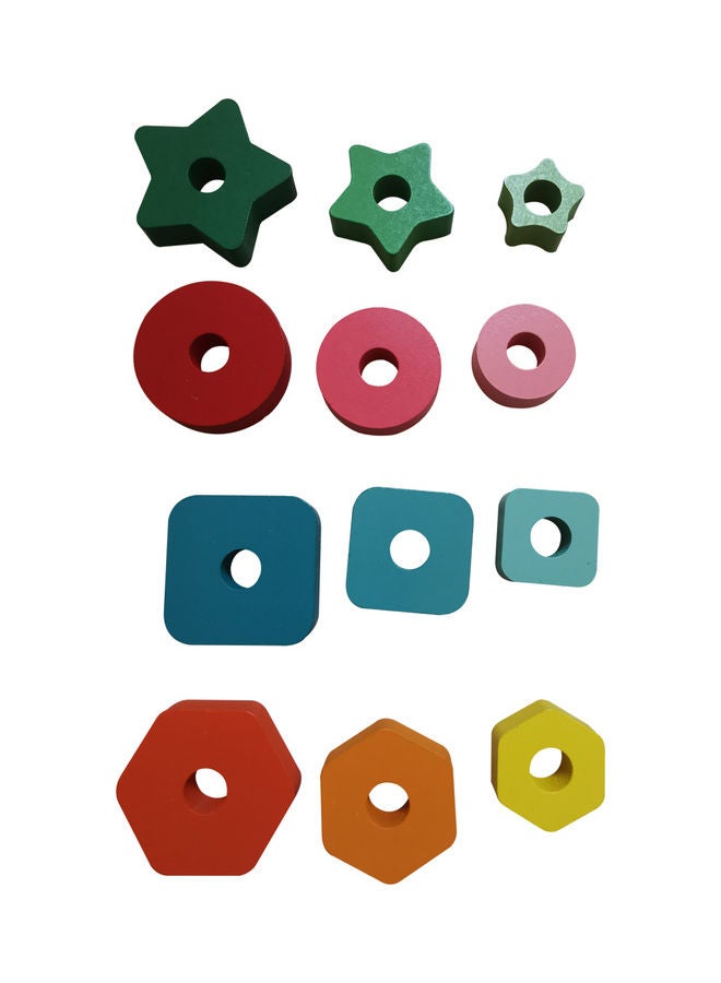 لعبة مكعبات بناء مطابقة الأشكال الهندسية للأطفال بعمود خشبي. 15 x 15سم - Image 4