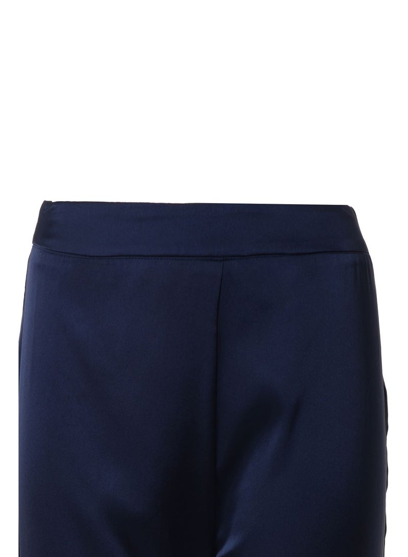 Aila Women's Plain Casual Silky Pants Navy Blue  - Image 5