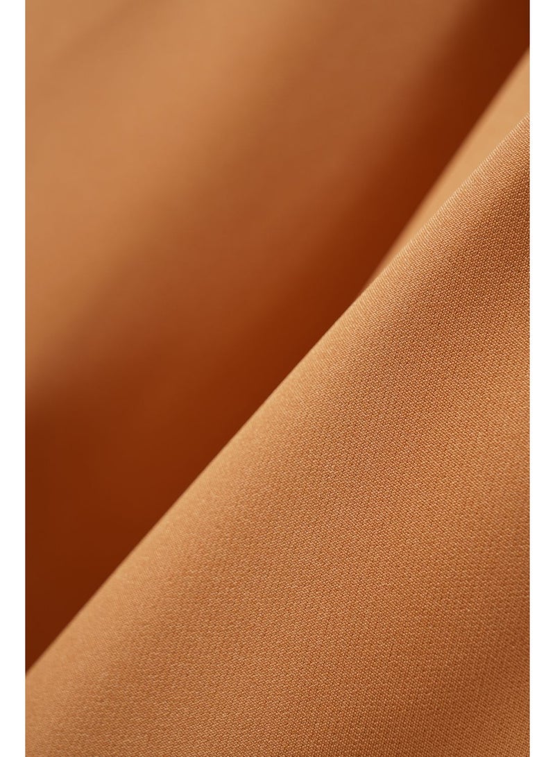 Aila - Women's Self Waist Band Plain Casual Leg Pants Brown - Image 1