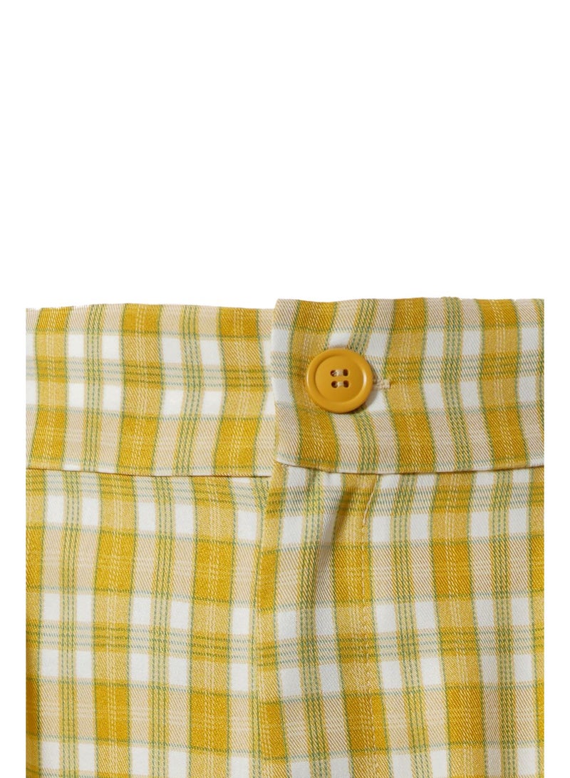 Aila Women's Casual Stylish Check Pants Yellow/White  - Image 5