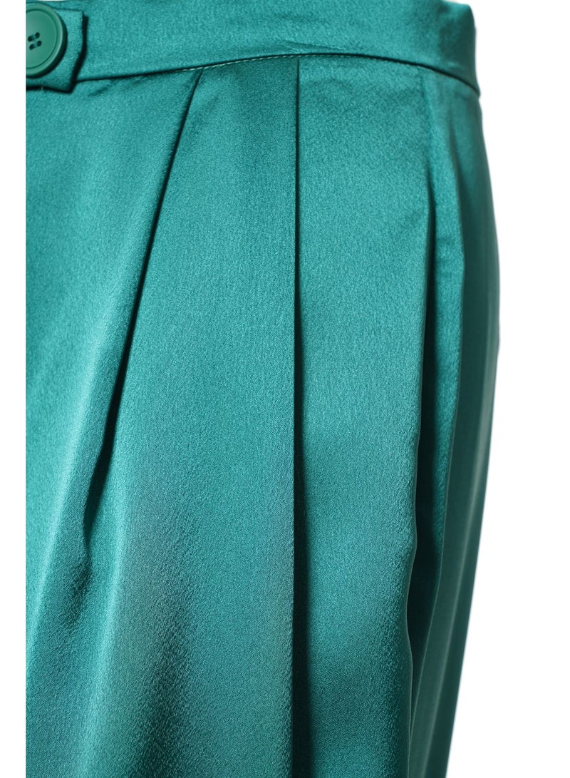 Aila Women's Silky Plain Casual Pants Green  - Image 5
