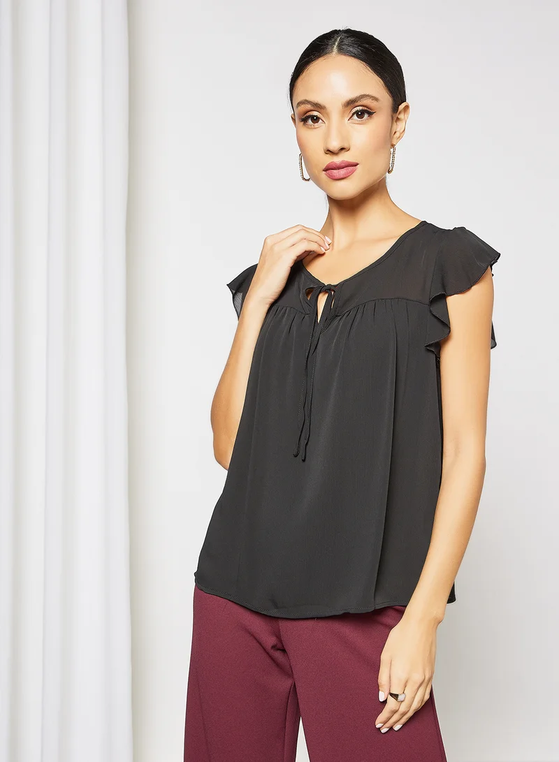 LABEL RAIL Tie-Up Neckline Top