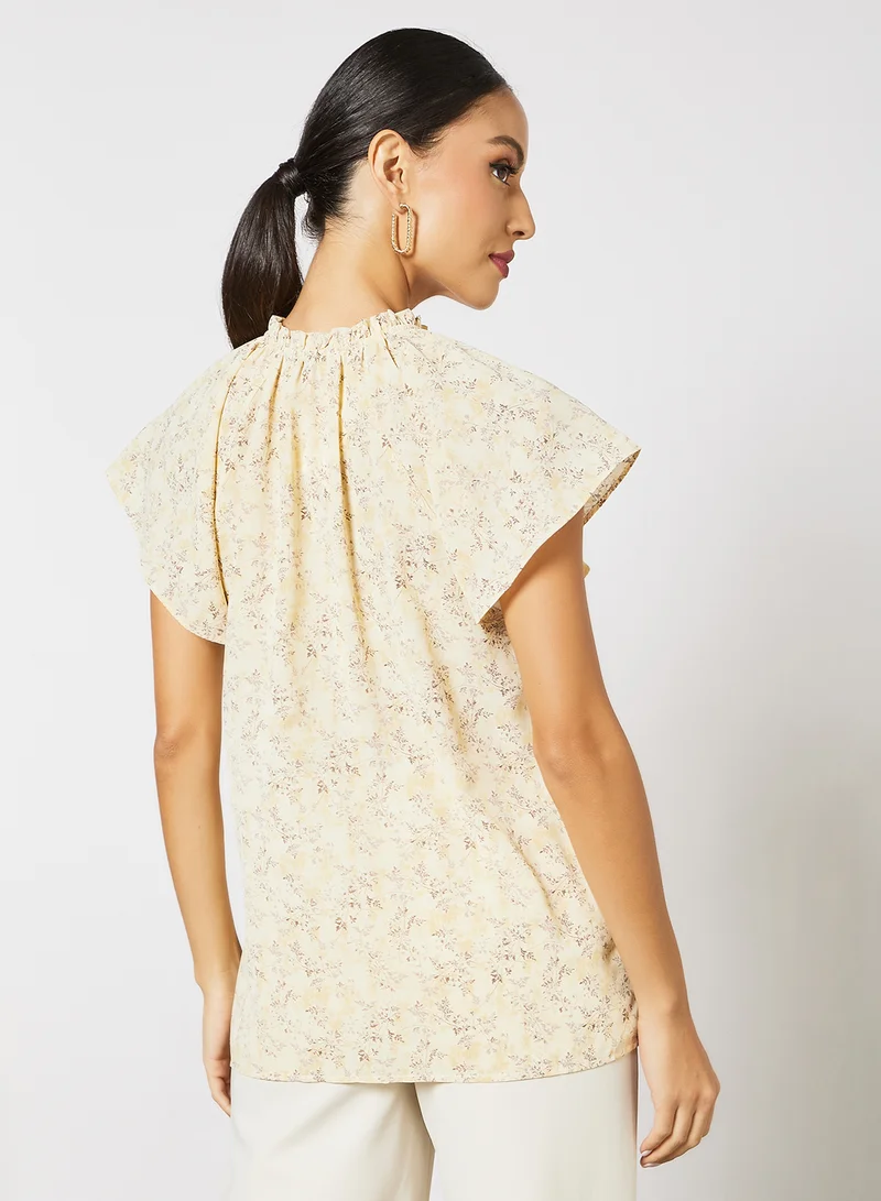 LABEL RAIL Ditsy Floral Print Top Yellow