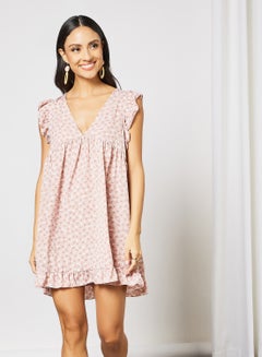 All-Over Print Mini Dress Pink