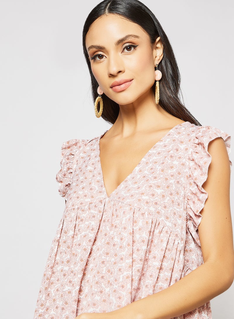 LABEL RAIL - All-Over Print Mini Dress Pink - Image 1