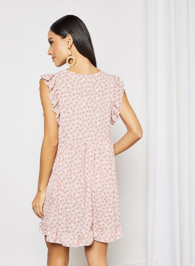 LABEL RAIL - All-Over Print Mini Dress Pink - Image 1