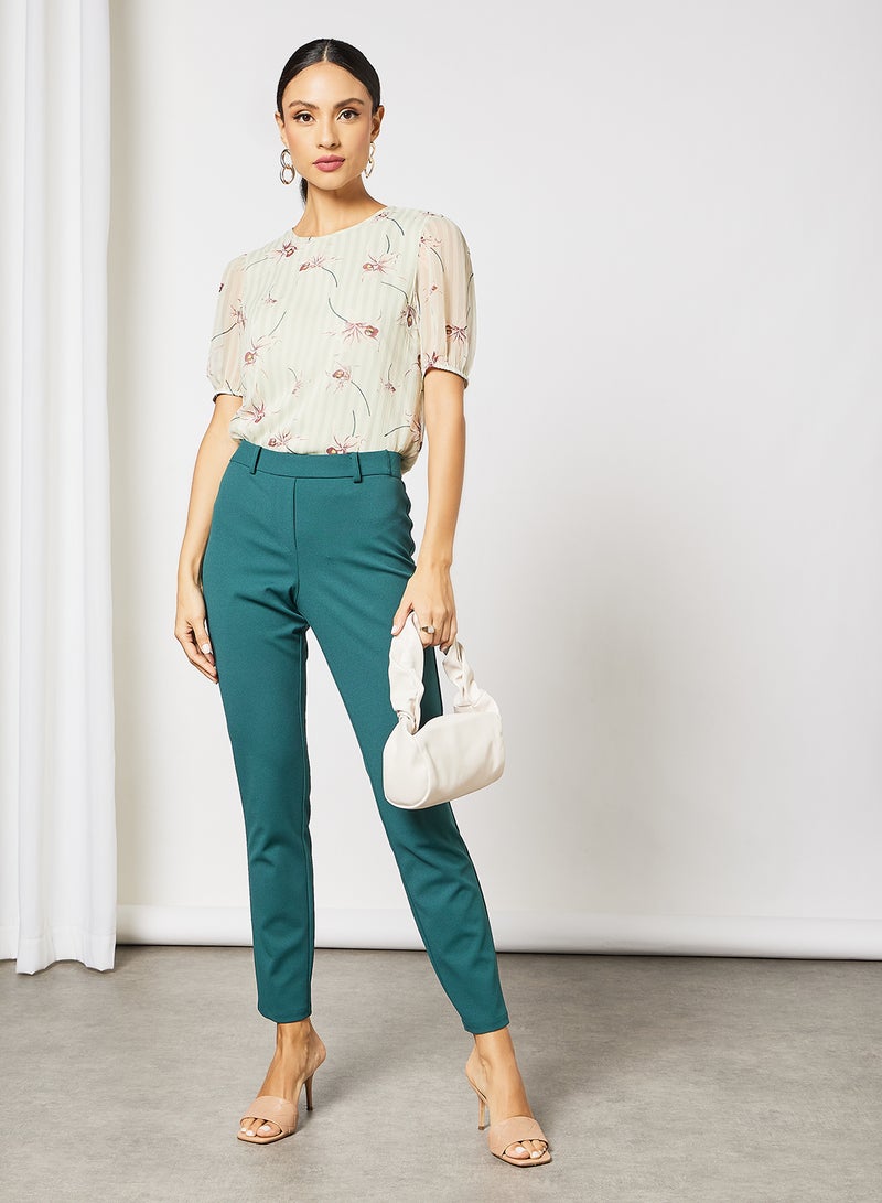 I.Scenery - High Waist Tapered Pants Sea Moss - Image 1
