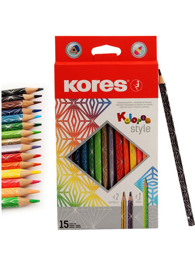Kores 15 Pieces Color Pencils Set Multicolour