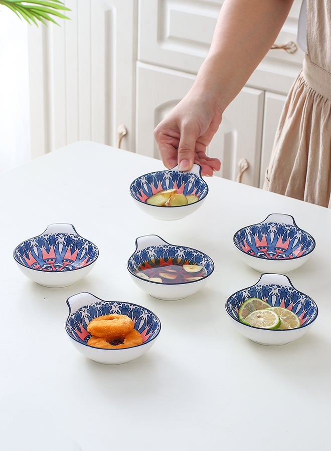 Shuer 6-Piece Hand-Painted Bowl With Handle Dark Blue/White 11.2x9.5x4cm - Image 4