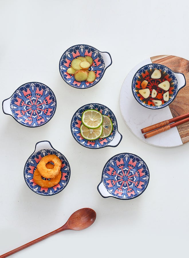 Shuer 6-Piece Hand-Painted Bowl With Handle Dark Blue/White 11.2x9.5x4cm - Image 5