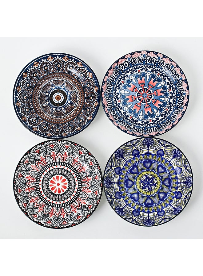 شور طقم أطباق مستديرة مطلية يدوياً مكون من 4 قطع متعدد الألوان 20.5x20.5x4سم - Image 2