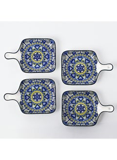 شور طقم أطباق مطلية يدوياً مكون من 4 قطع متعدد الألوان 22.8x14.5x3.2سم  - Image 2