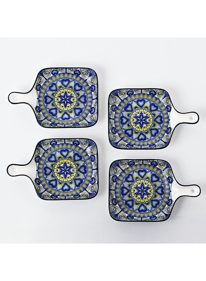 Shuer 4-Piece Hand-Painted Plates Ceramic Multicolour 22.8x14.5x3.2cm  - Image 2