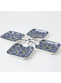 شور طقم أطباق مطلية يدوياً مكون من 4 قطع متعدد الألوان 22.8x14.5x3.2سم  - Image 3