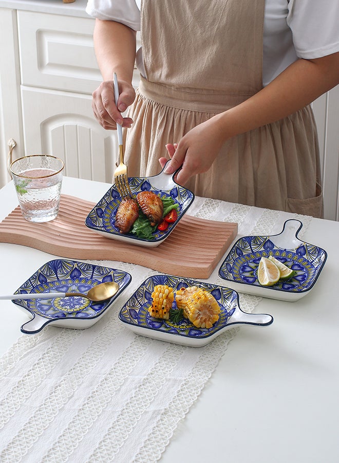 Shuer 4-Piece Hand-Painted Plates Ceramic Multicolour 22.8x14.5x3.2cm  - Image 5
