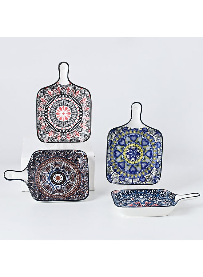 شور طقم أطباق مطلية يدوياً مكون من 4 قطع متعدد الألوان 22.8x14.5x3.2سم - Image 2