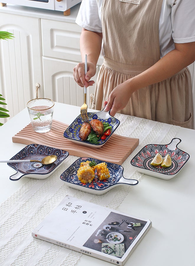 شور طقم أطباق مطلية يدوياً مكون من 4 قطع متعدد الألوان 22.8x14.5x3.2سم - Image 4