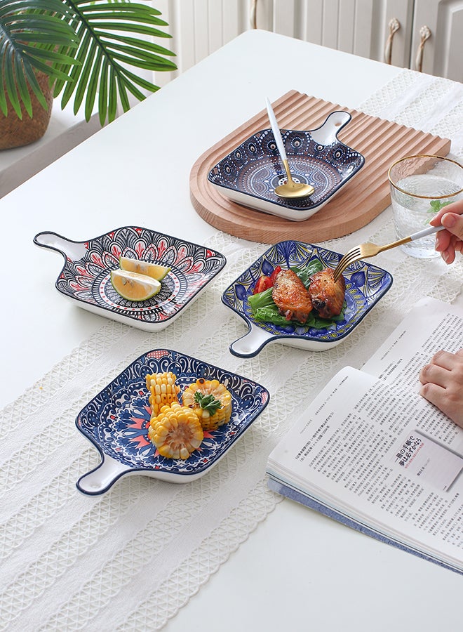 شور طقم أطباق مطلية يدوياً مكون من 4 قطع متعدد الألوان 22.8x14.5x3.2سم - Image 5