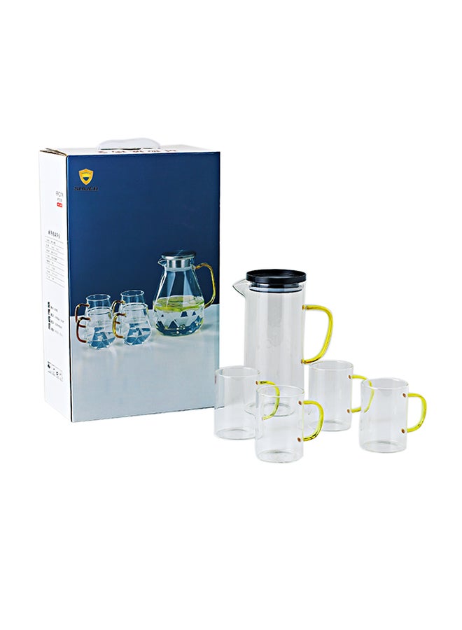 Shuer 5-Piece Glass Pot And Cup Set Clear 10x7x10cm - Image 1