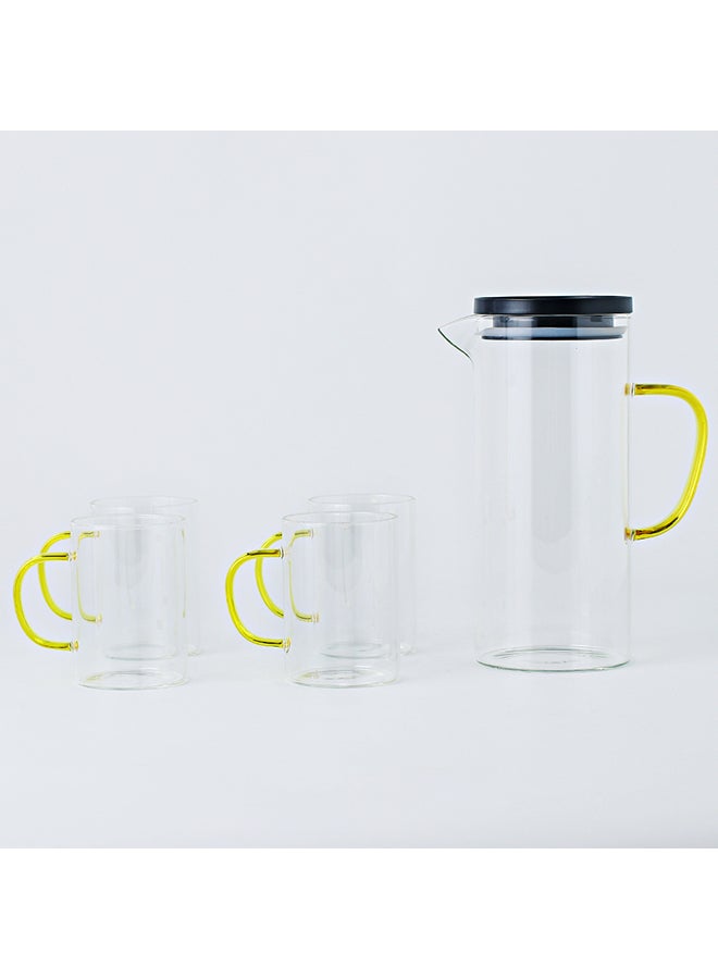 Shuer 5-Piece Glass Pot And Cup Set Clear 10x7x10cm - Image 2